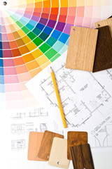 Abstract background from color guide and the house plan