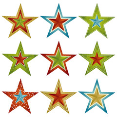 Obraz premium nine color christmas star , vector illustration