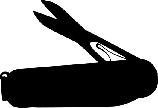 black swiss army knife with scissors clip art preview