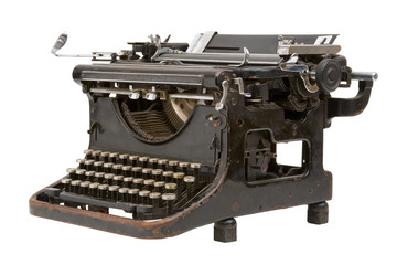 Fototapeta na wymiar Staroświecki, zabytkowe maszyny do pisania na białym tle