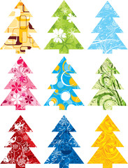Christmas tree set, vector illustration