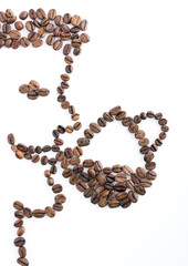 man made of beans on white background