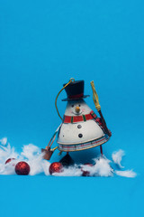 christmas decoration - snowman against the blue background