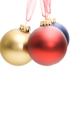 Naklejka na ściany i meble christmas decoration - glass balls isolated on white