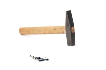 hammer and nails isolated on white background