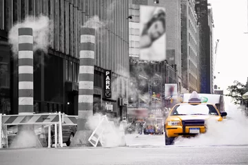 Crédence de cuisine en verre imprimé TAXI de new york taxi new york