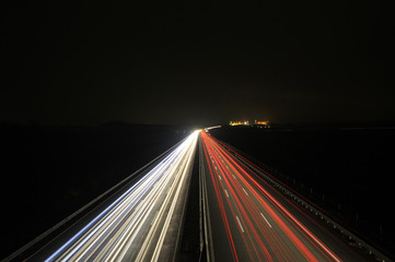Autobahn Nachts Lichtstreifen
