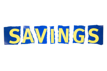 text word of savings for background