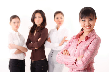 Fototapeta na wymiar friendly group of asian business woman in casual clothes
