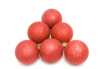 christmas decoration - red balls isolated on white.