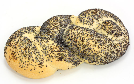 Bread With Poppy Seed On A White Background