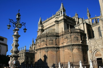 Fototapeta na wymiar Katedra Santa Maria Sueda i wieży Giralda w Sewilli