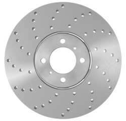double disc brake rotor separated on white