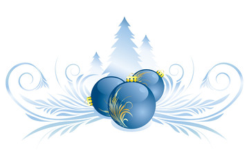 Vector decoration with Christmas balls and tree