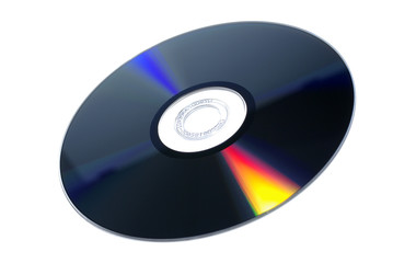 DVD-RW multimedia disc isolated on white background.