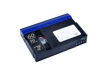 Mini DV cassette isolated on white background.