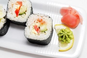 Vegetarian Sushi Isolated on White Background