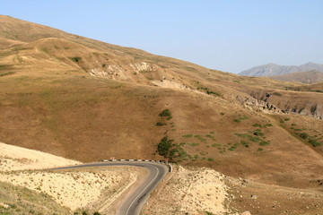 The typical armenian landscape in summer, way in Georgia