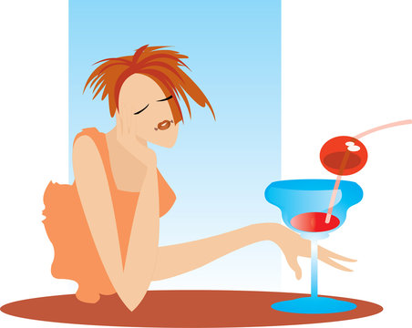 vector image of drinkin girl