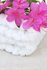towels and flowers