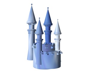 3D illustration of a blue marble castle battlement