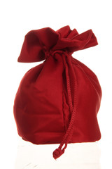 A red jewel bag isolated on white, bag is full