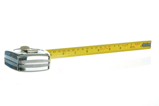 Measuring tape isolated on white shot in studio
