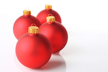 Red christmas balls, isolated on white shot in studio