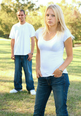 Obraz premium two male and female caucasian couple standing outdoor