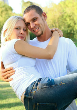 male and female romantic caucasian young couple in love