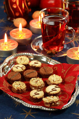 Hot drink for Christmas with delicious cookies