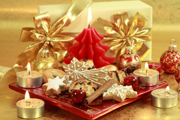 Fototapeta na wymiar Still life with delicious Christmas cookies