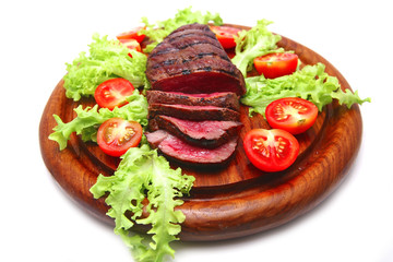 fresh served roasted beef meat steak sliced