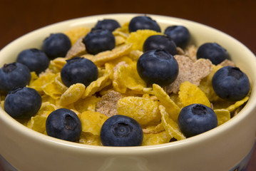 Healthy cereal with fresh blueberries
