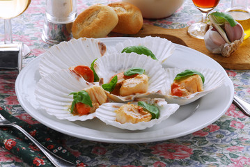 Capesante al forno - Antipasti di pesce - Cucina Toscana