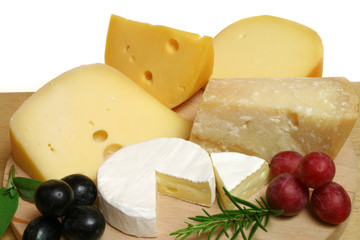 Variety of cheese: camembert and other hard cheeses