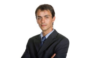 young business man portrait in white background