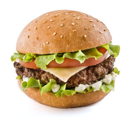 cheeseburger isolated on white