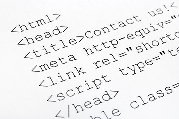 Printed internet html code, technology background