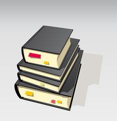 study books with bookmarks