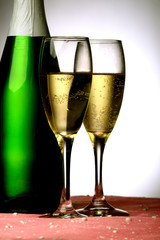 New Year's card with champagne decoration