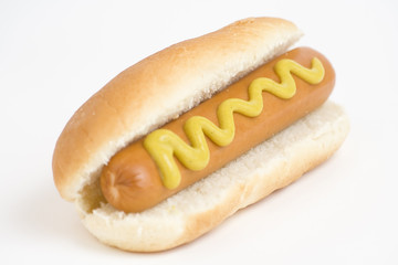 fast food, delicious hot dog isolated over white background