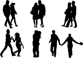 happy couple  silhouettes, vector collection