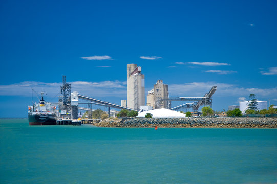 Ship loading at Gladstone port, Central Queensland, Australia.