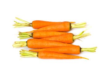 Fresh carrots isolated on the white background