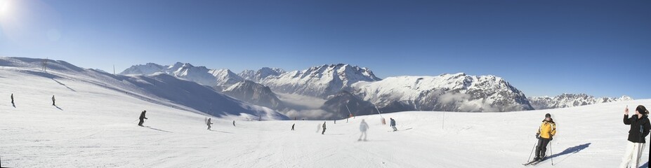 Extreme sport - ski vacation in France white snow