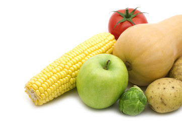 vegetables assortment on white background