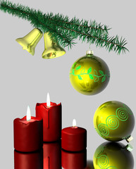 Tannenzweig mit Christbaumkugel