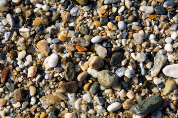 color pebbles on a beach