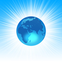 The Planet Earth on abstract blue background